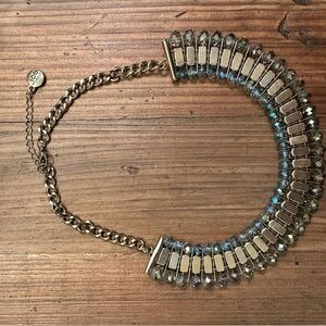 Elegant Gold and Blue Crystal Necklace